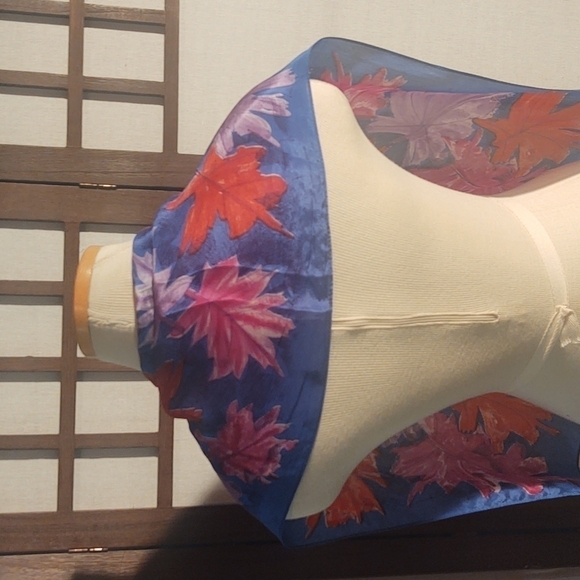 Vera Autumn Leaves Blue Scarf - Picture 3 of 3